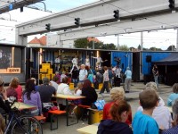 Die Cargotram wurde am Wochenende als Festb&uuml;hne zweitverwertet.