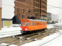 Der Schienenschleifwagen am Albertplatz.