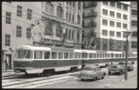 Die drei Prager T3-Triebwagen 6401, 6402 und 6405 in der Jahnstraße.