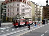 Der historische Triebwagen 309 an der Haltestelle Albertplatz.