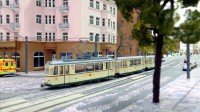 Ein ET57 mit passenden Beiwagen in der Dresdner Neustadt.
