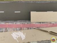 Mittels Schablone werden die Streifen ausgerichtet